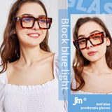 JM 3 Pack Oprah Style Reading Glasses for Women Men, Fashion Square Blue Light Blocking Readers +4.0