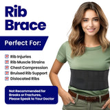 Rib Brace Chest Binder | Rib Belt to Reduce Rib Cage Pain | Chest Compression Support for Rib Muscle Injuries, Bruised Ribs | Breathable Chest Wrap Rib Brace for Women Men (XXL - Black - 52 Inch)