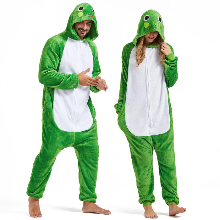 SISKIN Animal Onesie Adult - Frog Halloween Costumes for Women Men Couples Halloween Pajamas Cosplay Animal Onesies XL