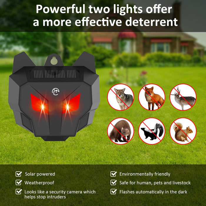 YARDefense Solar Nocturnal Animal Repeller Predator Control Light Coyote Repellent Devices with Bright LED Strobe Lights 4 Pack Deer Skunk Raccoon Repellent for Garden Yard Farm Chicken Coop