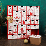 Juegoal Red Advent Calendar, 11.8 Inch Christmas Wooden Advent Calendar with 25 Large Drawers, Christmas Countdown Calendar 2024, Premium Wood Hand Painted Refillable Advent Cute Holiday Decoration