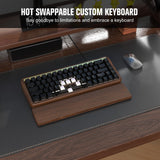 XVX M68 60% Keyboard with Walnut Wooden Case, Gasket-Mounted Retro Gaming Mechanical Keyboard, Pre-lubed POM Switches Creamy Keyboard, Hot Swappable Custom Wired Keyboard, RGB Backlit, Cherry Profile