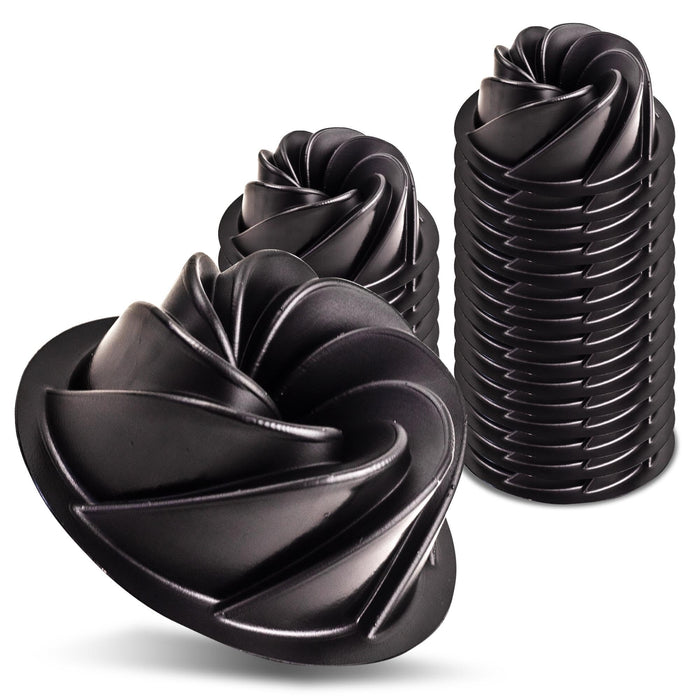 O'Creme Bakeable Plastic Mini Swirl Cake Pan, Baking Pan With Non-Stick Silicone, Reusable nonstick baking molds, Durable, Lightweight, Easy Storage for Baking and Much More - 25 QTY Pack