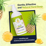 Plant-Based Pineapple Enzyme & Soapberry Liquid Hand Soap - Tangerine-Pineapple Scent, 4-Pack (10.14 fl oz Each) | Gentle on Skin | Eczema-Friendly | No Artificial Fragrances or Colors | Cruelty-Free