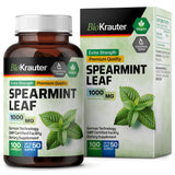 BIO KRAUTER Spearmint Capsules - Spearmint Supplement for Digestive Health & Stress Relief - Organic Mentha Spicata 1000 mg - 100 Vegan Capsules - No Filler Spearmint Pills