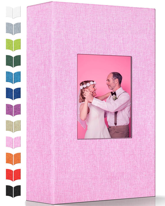 Artfeel Photo Album 4x6 with 300 Pockets,Slip-in Picture Albums,Linen Cover Memory Book with Front Window,White Page Vertical Photo Book for Wedding,Family,Anniversare,Baby,Vacation