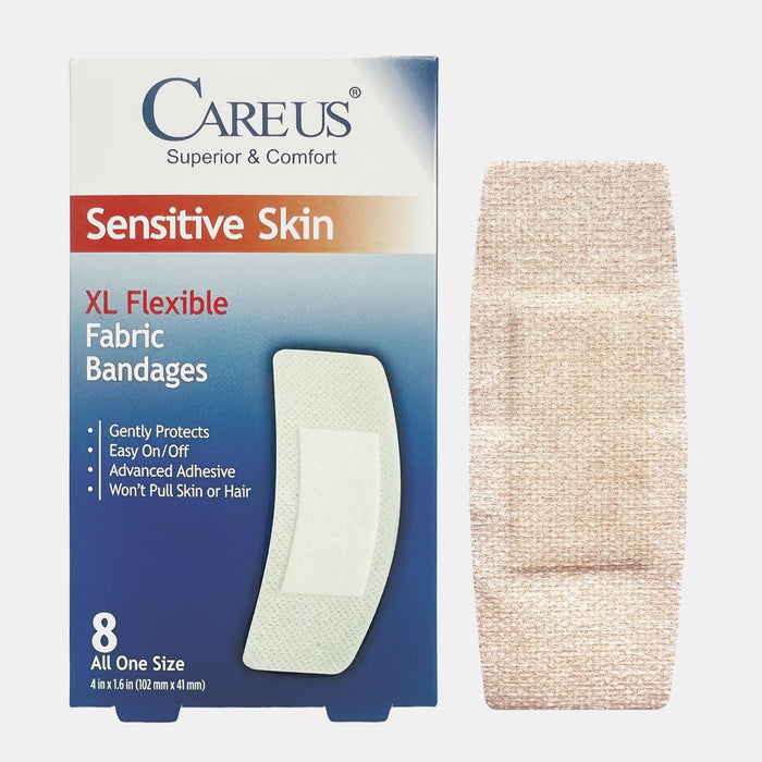 CareUs Bandages for Sensitive and Elderly Skin -Large Flexible Fabric, Max Hold Silicone Adhesive, Latex-Free, 32-Count Pack (8ct x 4),Gifts for Mom…