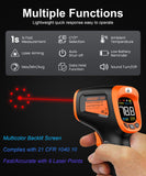 Infrared Thermometer Temperature Gun -58°F ~932°F, Digital Laser for Cooking, Pizza Oven, Grill & Engine, IR Temp with Adjustable Emissivity Max-Min Measure