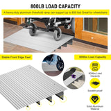 Door Threshold Ramp 4" Rise Door Ramp Aluminum Entry Ramp or Doorways Rated 800 lbs Load Capacity forWheelchair Scooters Power Chairs Walkers Metallic