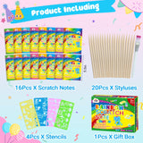 ZMLM Scratch Art Party Favors: 16 Pack Rainbow Scratch Paper Art Craft Notebooks for Kids Age 3-12 Classroom Prize Art Party Supplies Birthday Goodie Bag Stuffers Easter Christmas Gift for Girls Boys