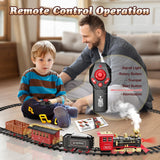 Hot Bee Train Set - Christmas Train with Remote Control Train Toys for Boys with Smokes, Lights and Sound,Toy Train Set for Under Christmas Tree, Toddler Model Trains for 3 4 5 6 7 8+ Years Old Kids