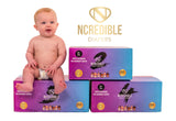 NCREDIBLE Diapers Overnight Baby Diapers, 12+ Hour Use, Size 1 (8-14 lbs), 80 Count, Disposable Baby Diapers, Night Time Skin Protection