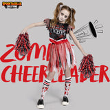 Spooktacular Creations Zombie Halloween Cheerleader Costume, Girls Scary Cheerless Costume, Kids Dead Cheerleading Outfit for Halloween Role Play Themed Parties, Red Black, XL