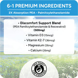 PEAORA PEA-500 - Support for Bladder, & Pelvic Discomfort | For Women & Men | Made in the USA | High-Absorption Palmitoylethanolamide & Resveratrol