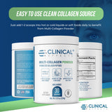 Clinical Effects Multi-Collagen Powder - Collagen Dietary Supplement - 8oz - 30 Servings - 5 Types of Quality-Sourced Multi-Collagen to Support Joint, Bone, Skin and Nail Health - Fast Absorption