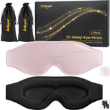 BeHoomi Sleep Mask, 2 Packs Premium Eye Mask for Sleeping, Total Blackout, Superior Soft Comfort, Upgraded 3D Ergonomic Designed Sleeping Mask for Home, Office, Travel, Meditation, Yoga, Black & Pink