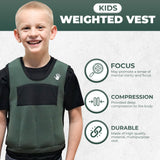 Weighted Vest For Kids - Adjustable Compression Vest - (Medium for Ages 5-9) Six Removable Weights Included - Breathable Snug Fit Design