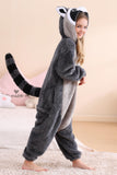 DELEY Unisex One Piece Animal Adult Raccoon Onesie, Animal Pajamas Halloween Cosplay Costume for Women and Mens Parent-Child Sleepwear