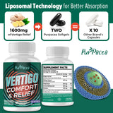 Liposomal Vertigo Supplement 1600MG, Advanced Absorption Formula, Natural Inner Ear Balance Supplement with Ginger & Ginkgo Biloba Extract, 60 Softgels, 30-Day Supply