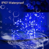 YAOZHOU Solar Christmas String Lights Blue Outdoor Waterproof 100 LED（2 Pack） 8 Modes Copper String Lights Fairy Lights for Valentine's Day Garden, Patio, Fence, Balcony, Outdoors(blue 2pcs