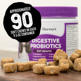 Dr. Harvey's Digestive Probiotic Soft Chews for Dogs, 7 Probiotics for Gut Health, Diarrhea and Bowel Support, Peanut Butter Flavor (90 Chews)