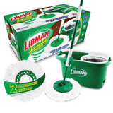 Libman Tornado Spin Mop System Plus 2 Refill Heads | Mop and Bucket with Wringer Set | Floor Mop | Spin Mop | Libman Mop | Mops for Floor Cleaning | Hardwood Floor Mop | 3 Total Mop Heads Included