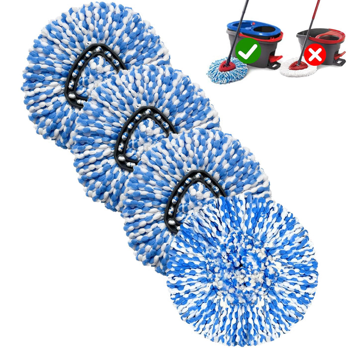 4 Pack Mop Replace Heads Compatible for O Cedar, Spin Mop Refill Head Replacement for RinseClean 2-Tank System - Fluffy Microfiber, Machine Washable and Easy to Replace