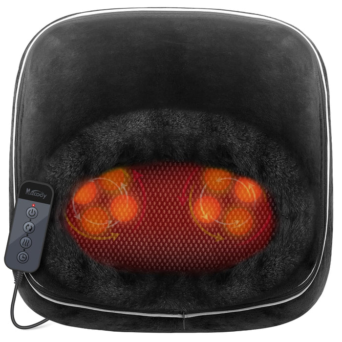 Muzcody Foot and Back Massager Machine with Heat, Shiatsu Foot Massager with Deep Kneading and Adjustable Heating Levels, 15/20/30 Mins Auto Shut-Off Foot Warmer, Heating Pad for Home or Office Use.