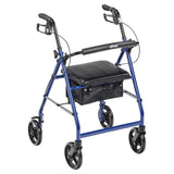 Drive Medical R728BL Foldable Rollator Walker with Seat, Blue