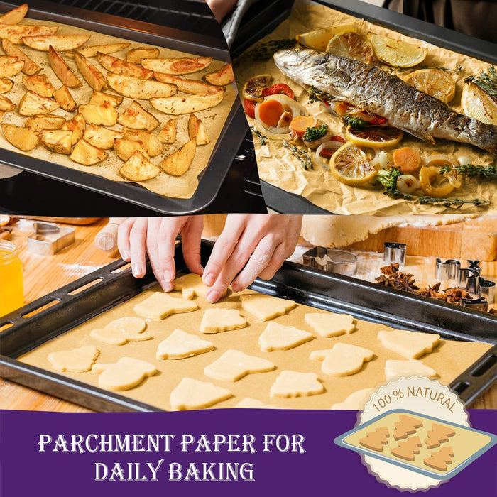 200 Pcs Unbleached Parchment Paper Baking Sheets, 12 x 16 Inch, Precut Non-Stick Parchment Sheets for Baking, Cooking, Grilling, Air Fryer and Steaming - Unbleached, Fit for Half Sheet Pans