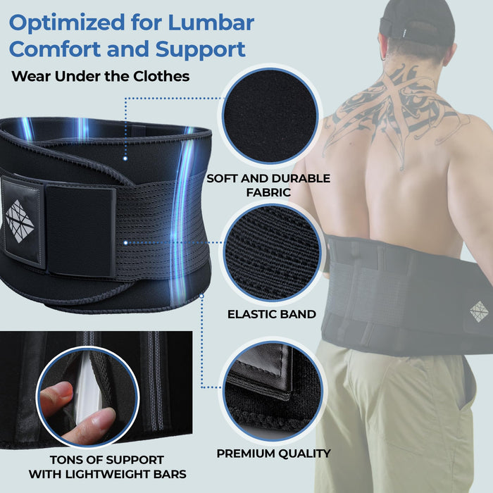 Back Brace For Lower Back Pain Women/Men, Elastic Lumbar Back Support Belt, Herniated Disc & Lower Back Pain Relief, Adjustable Back Brace For Men, Ideal For Heavy Lifting Work, Exercise, Workout, L