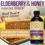 Honey Gardens Elderberry Syrup with Apitherapy Raw Honey, Propolis & Elderberries | Traditional Immune Formula w/Echinacea | 8 fl. oz.