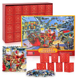 Advent Calendar 2024 Christmas Jigsaw Puzzles for Kids and Adults, 1008 Pieces Puzzle 24 Days Christmas Countdown Calendar, Fun Family Game Christmas Gifts Christmas Home Decor (Santa Claus)