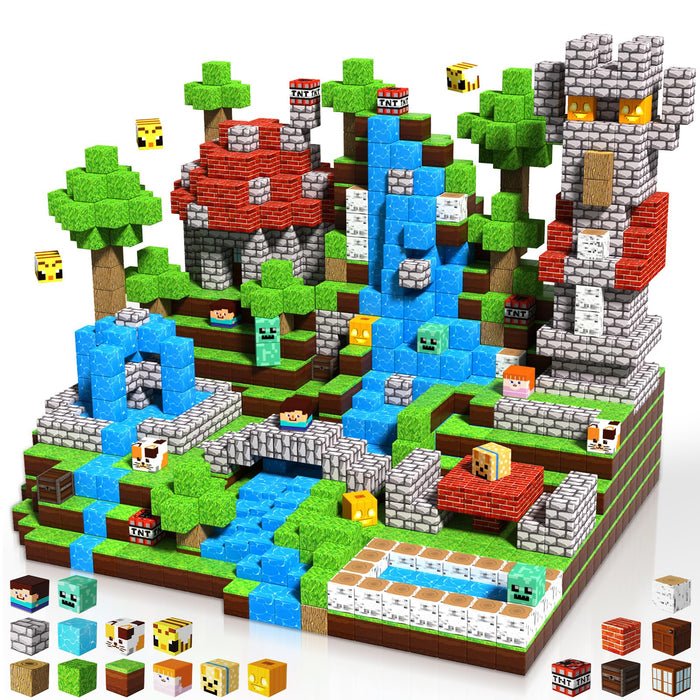 150PCS Magnetic Blocks-Magnetic Building Blocks Magnetic Tiles Stacking, Build Mine Magnet World Set, STEM Montessori Sensory Toys for Toddlers Kids Boys Girls Ages 3-5 6-8 Christmas Birthday Gifts