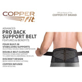 Copper Fit Unisex Adult Pro Back Belt Compression Brace Cummerbund, Black, 2XL 3XL US