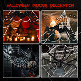 Halloween Decorations Outdoor 200" Halloween Spider Web + 59" Giant Fake Spider and 59" Round Spider Web + 29" Fake Spider, Indoor Outdoor Halloween Decorations Yard Home Parties Haunted House Decor