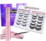 Updated 3D 6D Magnetic Eyelashes with Eyeliner Kit- 2 Tubes of Eyeliner & 10 Pairs Eyelashes Kit-With Natural Look & Reusable False lashes -No Glue Need