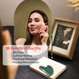 Rena Chris Gua Sha Facial Tools, Natural Jade Stone Guasha, Manual Massage Sticks for Jawline Sculpting and Puffiness Reducing, Scraping Massage Tool, Skin-Care Gift (Green+Pink)