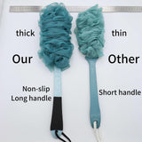 Jxicleang Back Scrubber for Shower, Back Loofah with Non-Slip Handle, Shower Loofah with Handle, Soft Nylon Mesh Sponge On a Stick for Men Women Elderly Kids (1 Pack= Blue)