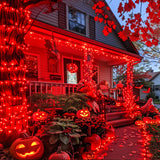 JMEXSUSS 2 Pack Red Solar Halloween Lights, Total 400 LED 151FT Red Solar Lights Outdoor Waterproof, 8 Modes Solar Christmas Lights for Outside Yard Patio Garden Christmas Tree Halloween Decorations