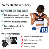 BackEmbrace Posture Corrector for Women and Men - Made in USA - Slim and Adjustable Shoulder Brace - Back Brace for Back Pain Relief - Pink Pebble Large