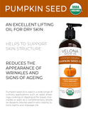 velona Pumpkin Seed Oil USDA Certified Organic - 16 oz | 100% Pure and Natural Carrier Oil | Unrefined, Cold Pressed | Cooking, Face, Hair, Body & Skin Care | Use Today - Enjoy Results