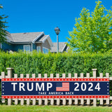 Probsin Trump Banner 120" x 20" Trump 2024 America Flag Take America Back Blue Red Star Decorations Trump 2024 Yard Sign Party Supplies Backdrop Hanging Outdoor Gate Decor Fence Door Indoor Wall