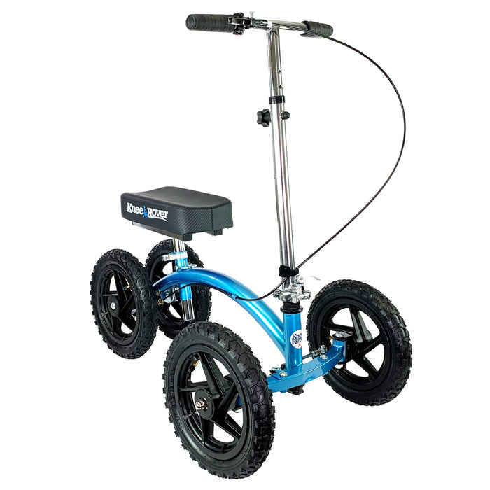 KneeRover Quad All Terrain Knee Scooter for Adults for Foot Surgery Heavy Duty Knee Walker for Broken Ankle Foot Injuries Recovery - Leg Scooter Best Knee Crutch Alternative (Metallic Blue)