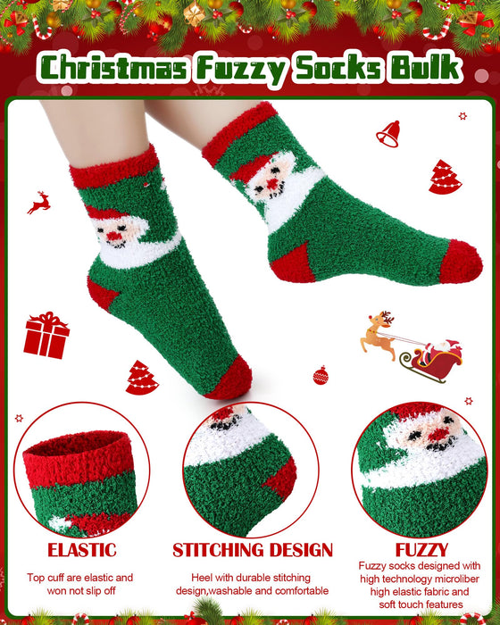 Liitrsh 40 Pairs Christmas Fuzzy Socks Women Kids Holiday Socks Fluffy Christmas Socks Advent Calendar Socks for Holiday Favors