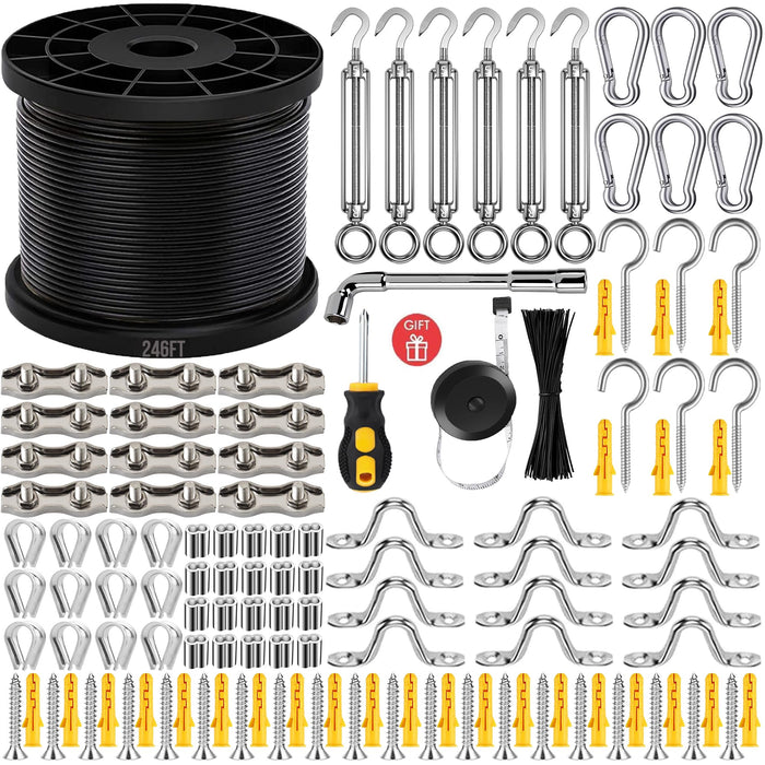 YingYa BIS String Light Hanging Kit,246FT 304 Stainless Steel Cable