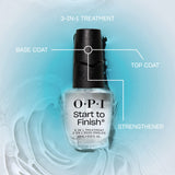 OPI Start to Finish | 3-in-1 Nail Polish Treatment, Base Coat, Top Coat, Nail Strengthener | Vitamin A & E, Vegan Formula