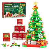 Advent Calendar 2024 Building Blocks Kit - Christmas Tree, 572 Pieces 24 Days Surprise Christmas Countdown Toys Building Set, with LED Light Building Toys Desk Decor Christmas Gifts for Kids Adult