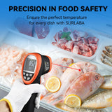 SURLABA Infrared Thermometer, Color LCD High Temp Thermometer Pyrometer IR Temperature Gun -58℉- 2732℉ (-50℃ to 1500℃),30:1 Distance Spot Ratio,Dual Laser and Flashlight（NOT for Human）