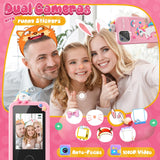 Kids Smart Phone Toys for Girls,Unicorn Gift Toys for Girls Ages 3-9 Christmas Birthday Gifts Mini Smart Phone Toys with 2.8" Touchscreen 16 Learning Games Dual Camera Music Player, 8G SD Card Pink